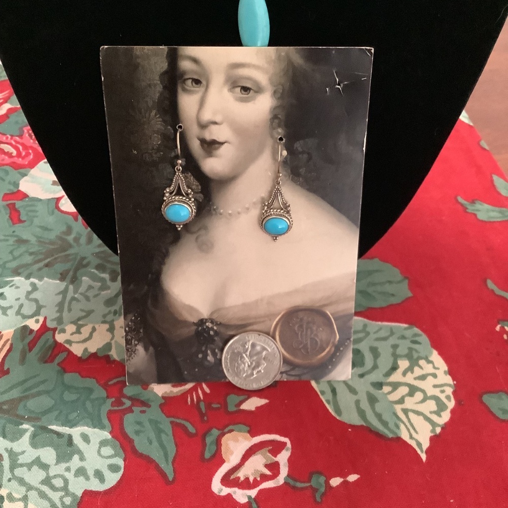 Samuel B Sleeping Beauty Turquoise & .925 Sterling Silver Earrings - Picture 3 of 6